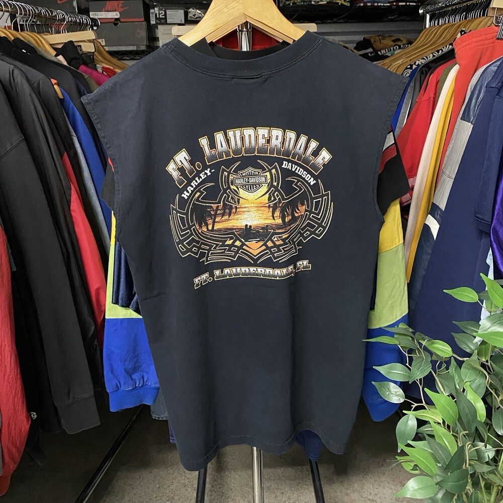 Vintage 2002 Harley-Davidson Ft. Lauderdale Sleeveless Black T-Shirt Men's Large